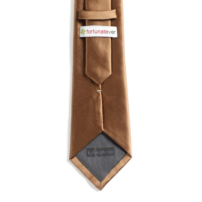 fortunatever Men's Solid Color Necktie,Brown Ties For Men With Gift Box - Image 2