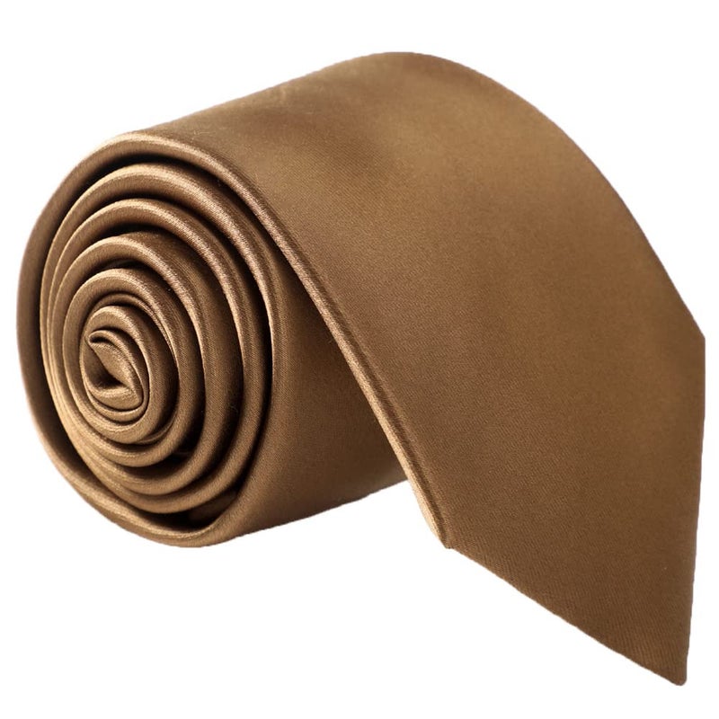 fortunatever Men's Solid Color Necktie,Brown Ties For Men With Gift Box - Image 1