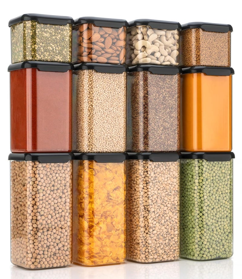 SIXFIRE Unbreakable Air Tight Square Plastic Containers Set for Kitchen Storage Combo 4 Pis500ml 4Pis1100ml4 Pis1500ml Kitchen Container Storage Containers Container Sets AirTight Design - Image 1