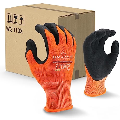 linconson 12 Pack Safety Performance Series Construction Mechanics Work Gloves S Pack of 12 Orange - Image 1
