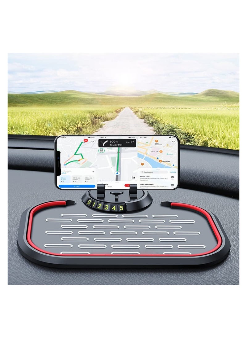 KASTWAVE Dashboard Phone Holder for Car, Universal 360 Degree Rotating Car Phone Holder Multifunctional Anti-Shake Phone Mat for Cell Phone GPS Sunglasses Keychains Coins with Temporary Parking Number - Image 2