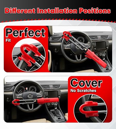 Jetmore Car Steering Wheel Lock Anti-Theft Device, Wheel Locks for Cars, Dual Hooks, Car Lock Steering Wheel, Car Anti-Theft Device, Saw-Resistant Alloy Steel, for Cars, SUVs & Trucks - Image 4