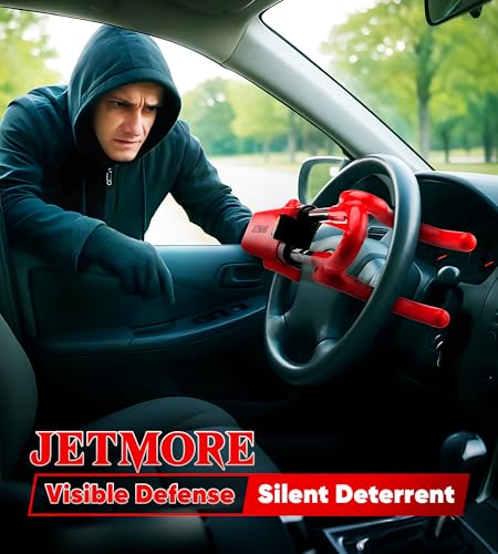 Jetmore Car Steering Wheel Lock Anti-Theft Device, Wheel Locks for Cars, Dual Hooks, Car Lock Steering Wheel, Car Anti-Theft Device, Saw-Resistant Alloy Steel, for Cars, SUVs & Trucks - Image 2