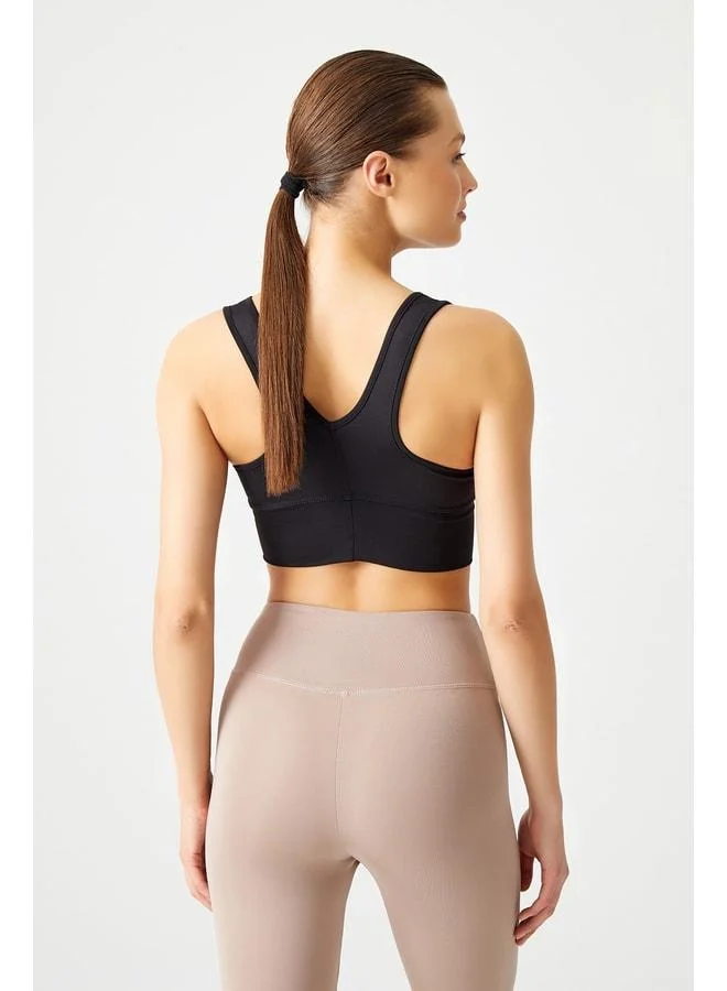 Los Ojos Black Lightweight Supported Covered Front Pleated Crop Top Bustier Low Scoop