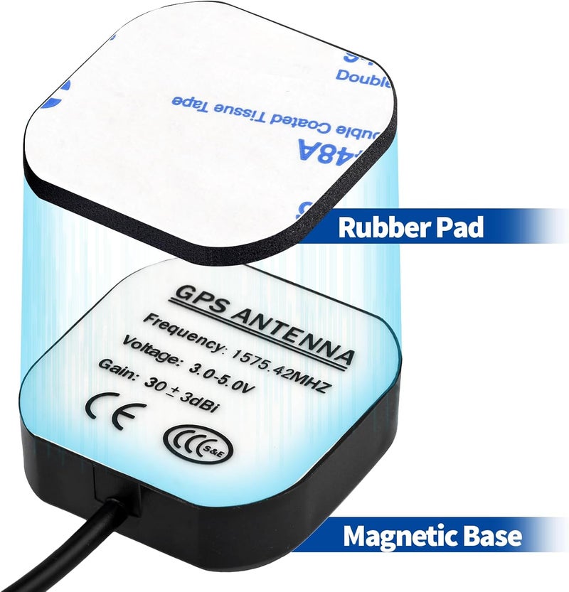 BINGFU Vehicle Waterproof Active GPS Navigation Antenna with SMA Male Connector for Car Stereo Head Unit GPS Navigation System Module Truck Marine Boat GPS Tracker Locator Real Time Tracking - Image 2