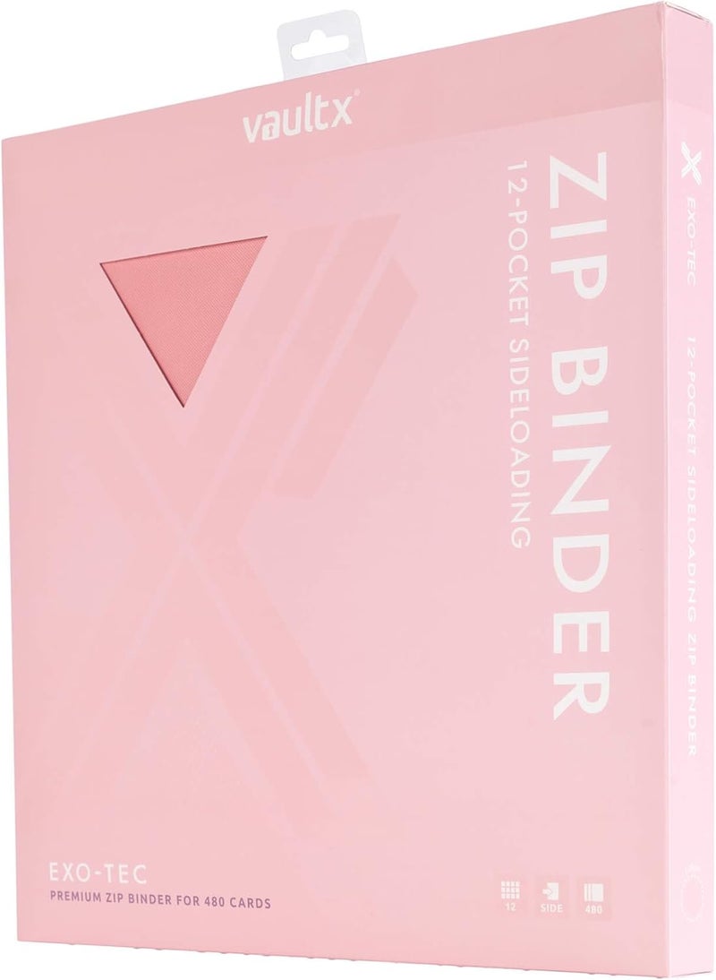 Vault X 12 Pocket Trading Card Zip Binder, 480 cards, Premium Exo-Tec Album Material, 20 Side-Loading Pages, Folder for Collectible Card Games, Sports, TCG (Pink) - Image 2