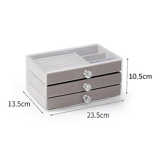 SIBY Acrylic Jewelry Organizer With Drawers | 3 Layer Earring Storage Box with 10 Compartment & 7 Ear Studs for Women | Transparent Display Storage Case for Earrings Necklace Ring Bracelet - Image 2