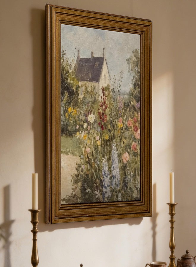 JJN Vintage Gold Framed Wall Art for Living Room Garden Canvas Prints Spring Landscape Oil Painting Picture French Country Wall Decor for Living Room Bedroom Bathroom 12x16in - Image 5