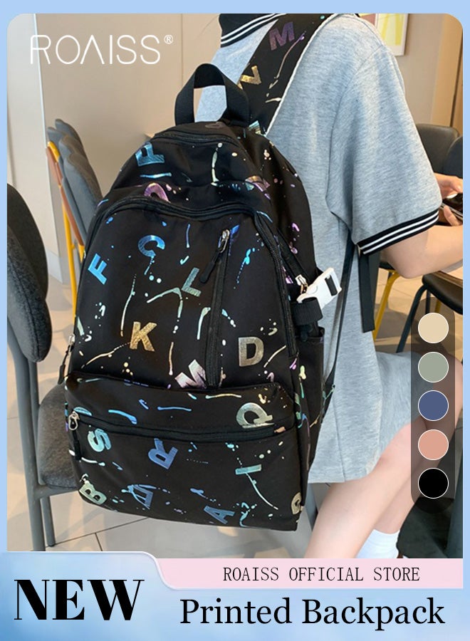 roaiss Unisex Multifunctional Backpack Large Capacity with Multiple Pockets for Organized Storage Scientifically Divided Compartments Trendy and Stylish Letter Print Suitable for Work School or Short Trips - Image 1
