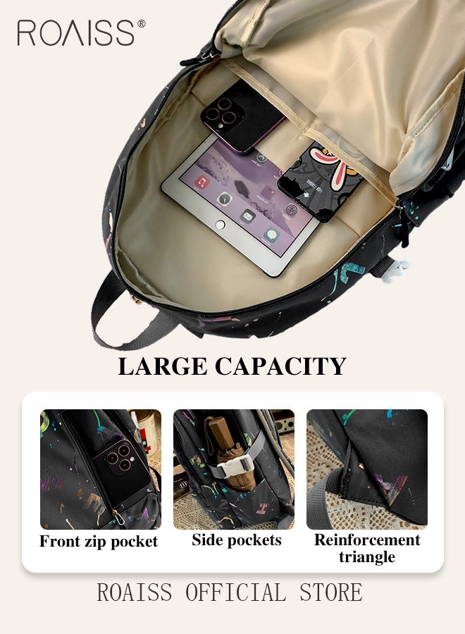 roaiss Unisex Multifunctional Backpack Large Capacity with Multiple Pockets for Organized Storage Scientifically Divided Compartments Trendy and Stylish Letter Print Suitable for Work School or Short Trips - Image 3