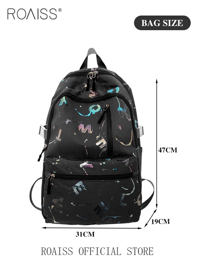 roaiss Unisex Multifunctional Backpack Large Capacity with Multiple Pockets for Organized Storage Scientifically Divided Compartments Trendy and Stylish Letter Print Suitable for Work School or Short Trips - Image 5