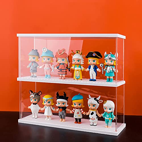 Nynelly 2Level Clear Acrylic Display Case Dustproof Showcase for Collection Bricks Blocks Toys Models Minifigures Building RemovableWhite - Image 1