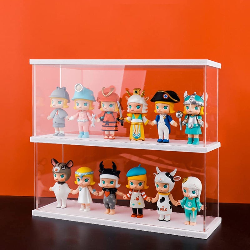 Nynelly 2Level Clear Acrylic Display Case Dustproof Showcase for Collection Bricks Blocks Toys Models Minifigures Building RemovableWhite - Image 3