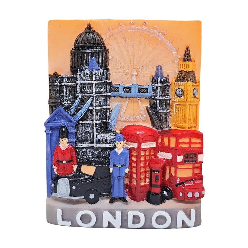 WitnyStore Tiny Landmarks of London Sunset Sky Background England Western Europe Tourist Attractions Resin Refrigerator Magnet Traveler Souvenir Gift Memento 3D Fridge Magnets
