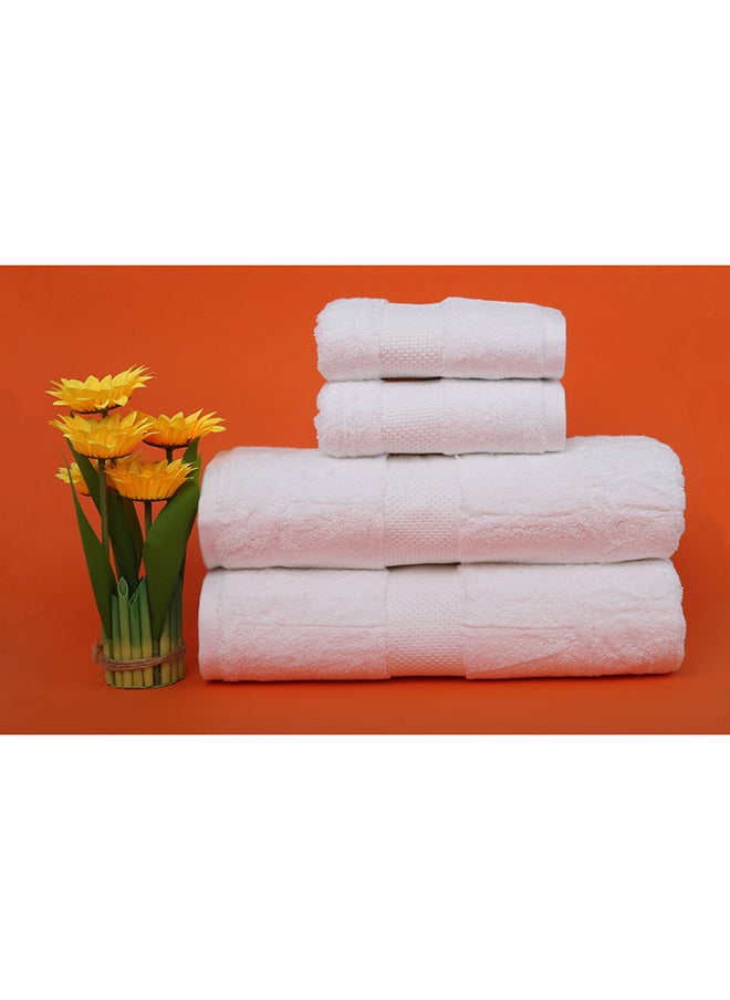 White Rose 4 Piece Bathroom Towel Set White - EVERHOME -700 GSM - 100% EGYPTIAN Cotton Terry - Finest Cotton - 2 Bath Towel 75X145 cm & 2 Guest Towel 40x75 cm -Premium Touch - Quick Dry - Super Absorbent  - Image 1
