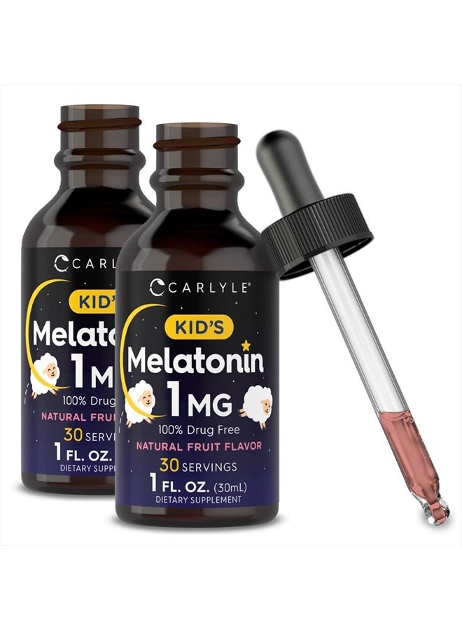 Carlyle Kids Melatonin Liquid | 1 fl oz | Two Pack | Natural Fruit Flavor | by Carlyle - Image 1