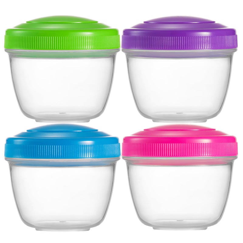 MosJos Snack Containers (4 Set) - 4.75 Oz Small Food Storage Cups with Lids - Fruit, Nuts, Sauce, Condiments & Salad Container for Lunch Box - Reusable Dessert Cups, Microwave & Freezer Friendly, BPA-free - Image 2