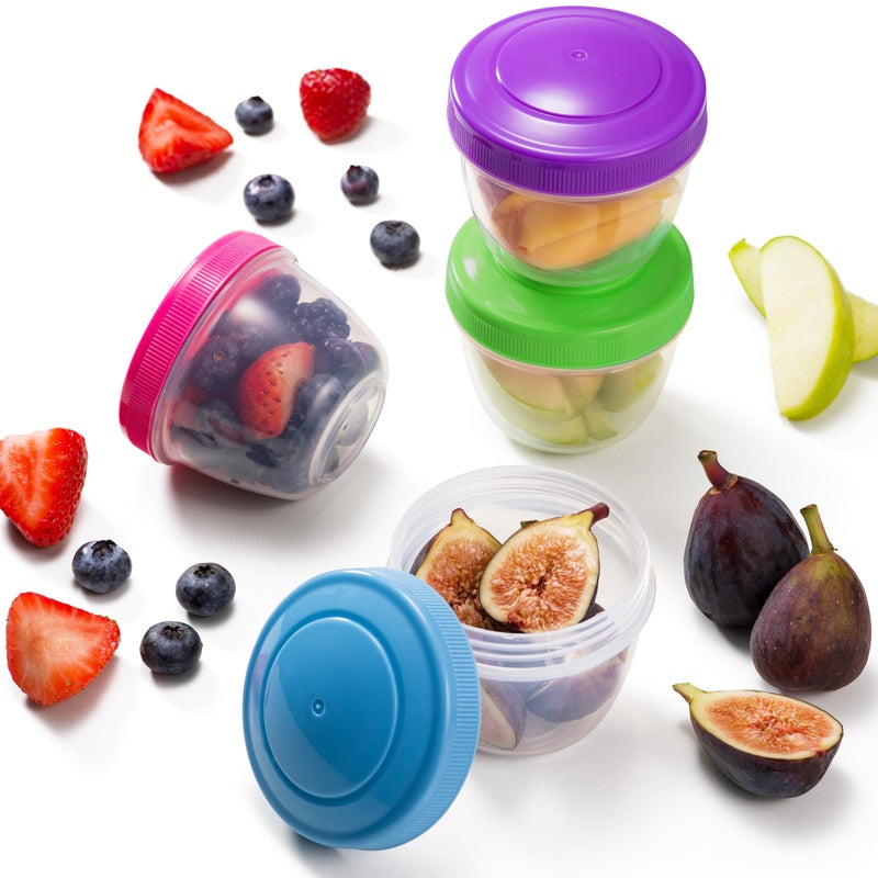 MosJos Snack Containers (4 Set) - 4.75 Oz Small Food Storage Cups with Lids - Fruit, Nuts, Sauce, Condiments & Salad Container for Lunch Box - Reusable Dessert Cups, Microwave & Freezer Friendly, BPA-free - Image 3