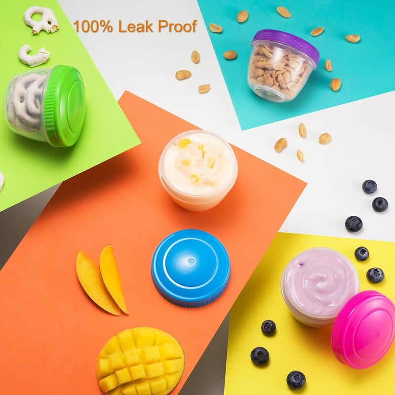 MosJos Snack Containers (4 Set) - 4.75 Oz Small Food Storage Cups with Lids - Fruit, Nuts, Sauce, Condiments & Salad Container for Lunch Box - Reusable Dessert Cups, Microwave & Freezer Friendly, BPA-free - Image 5