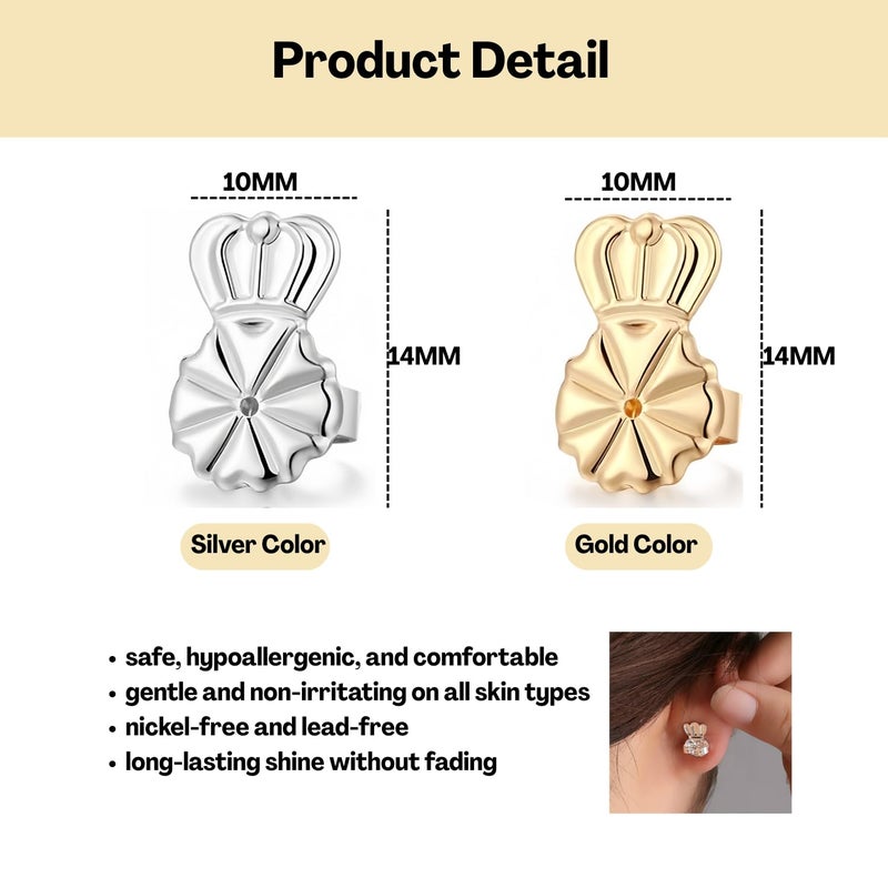 Flavizo Silicone Earring Supporters & Backs for Heavy Earrings (6 Pcs) | Ear Lifter for Sensitive Ears, Secure Stopper for Studs & Danglers - Image 2