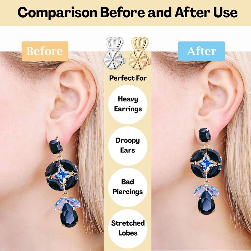 Flavizo Silicone Earring Supporters & Backs for Heavy Earrings (6 Pcs) | Ear Lifter for Sensitive Ears, Secure Stopper for Studs & Danglers - Image 3