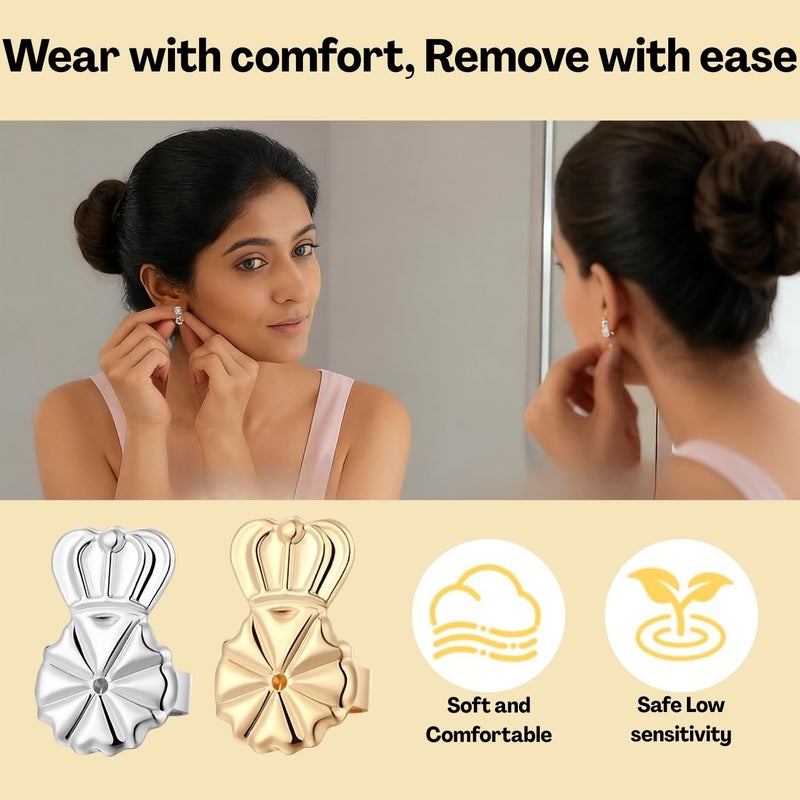 Flavizo Silicone Earring Supporters & Backs for Heavy Earrings (6 Pcs) | Ear Lifter for Sensitive Ears, Secure Stopper for Studs & Danglers - Image 5