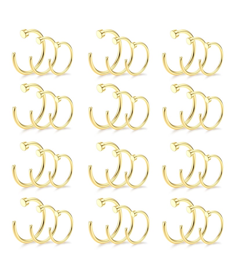 Drperfect 20G 36PCS 316L Stainless Steel Nose Ring Hoop Nose Piercing Jewelry for Women and Men Gold Hoop Nose Ring 6mm 8mm 10mm - Image 1