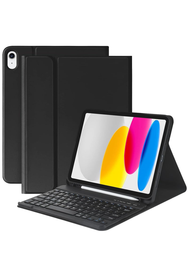 مافانز حافظة لوحة مفاتيح لجهاز iPad Air الجيل الخامس (2022) iPad Air الجيل الرابع (2020) مقاس 10.9 بوصة مع حامل قلم رصاص وغطاء خلفي ناعم من مادة TPU مع لوحة مفاتيح بلوتوث قابلة للفصل مغناطيسيًا باللون الأسود  - Image 3
