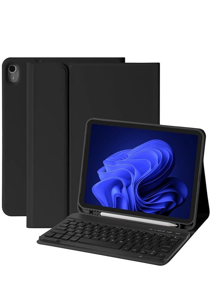 مافانز حافظة لوحة مفاتيح لجهاز iPad Air الجيل الخامس (2022) iPad Air الجيل الرابع (2020) مقاس 10.9 بوصة مع حامل قلم رصاص وغطاء خلفي ناعم من مادة TPU مع لوحة مفاتيح بلوتوث قابلة للفصل مغناطيسيًا باللون الأسود  - Image 1