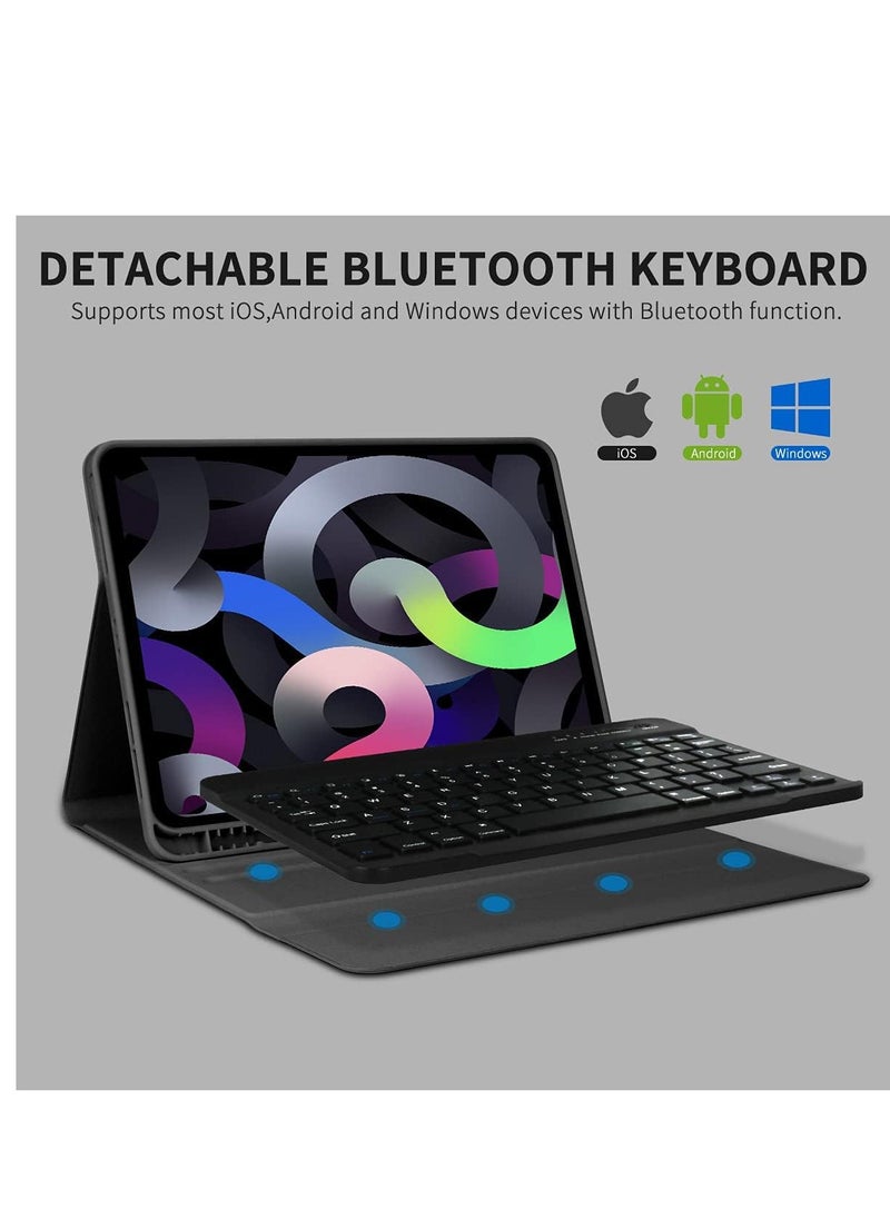 مافانز حافظة لوحة مفاتيح لجهاز iPad Air الجيل الخامس (2022) iPad Air الجيل الرابع (2020) مقاس 10.9 بوصة مع حامل قلم رصاص وغطاء خلفي ناعم من مادة TPU مع لوحة مفاتيح بلوتوث قابلة للفصل مغناطيسيًا باللون الأسود  - Image 4