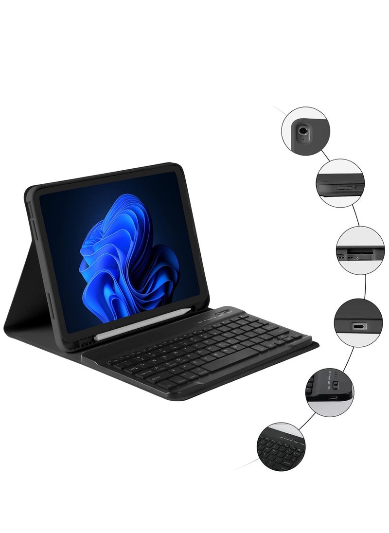 مافانز حافظة لوحة مفاتيح لجهاز iPad Air الجيل الخامس (2022) iPad Air الجيل الرابع (2020) مقاس 10.9 بوصة مع حامل قلم رصاص وغطاء خلفي ناعم من مادة TPU مع لوحة مفاتيح بلوتوث قابلة للفصل مغناطيسيًا باللون الأسود  - Image 2