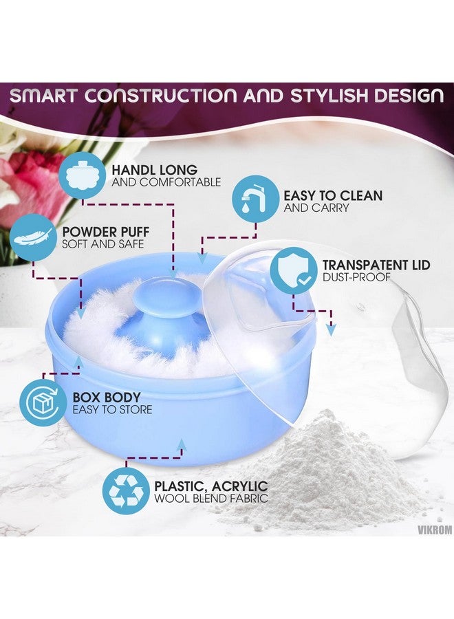 VIKROM 2Pcs Talcum Powder Brush with Holder - Dusting Powder with Puff for Women Set, 3.6x2.45 Pink and Blue Colors, Easy to Clean and Store, Gentle and Safe Puff, Good for Travel and Quick Makeup - Image 4