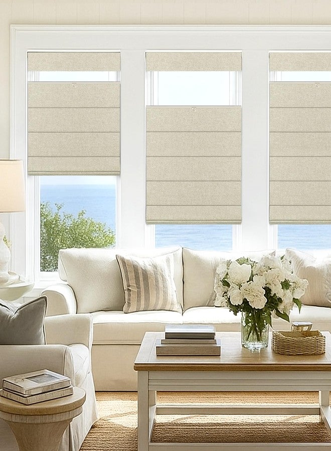 LazBlinds No Tools No Drill TDBU Cordless Roman Shades for Window, Thermal Insulated UV Blocking, 100% Blackout Fabric Blinds for Bedroom & Living Room, 23" W x 64" H, Blackout - Beige - Image 5
