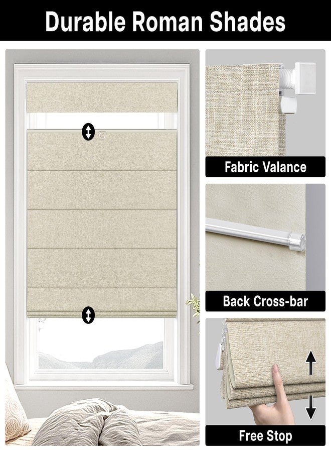 LazBlinds No Tools No Drill TDBU Cordless Roman Shades for Window, Thermal Insulated UV Blocking, 100% Blackout Fabric Blinds for Bedroom & Living Room, 23" W x 64" H, Blackout - Beige - Image 4