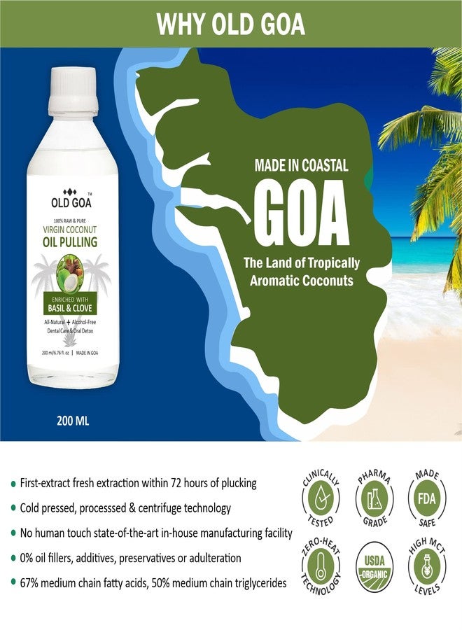 OLDGOA Coconut Oil Pulling | Cold Pressed Virgin Coconut Oil | Ayurvedic Mouthwash | For Healthy Teeth & Gums, Bad Breath, Teeth Whitening, Fresh Breath| Oral & Dental Care| Basil & Clove - 200ML (200 ML, BASIL & CLOVE) - Image 5