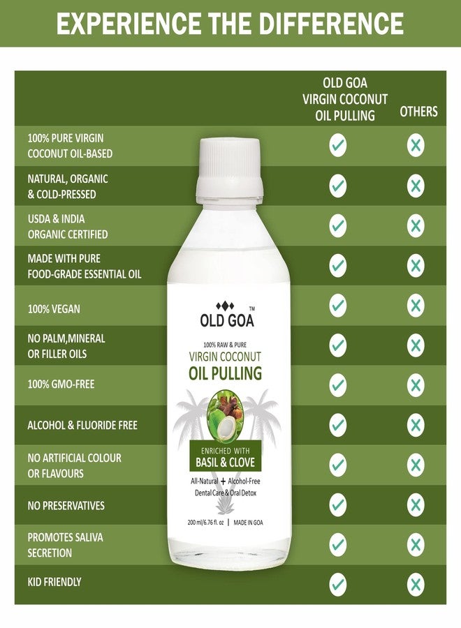OLDGOA Coconut Oil Pulling | Cold Pressed Virgin Coconut Oil | Ayurvedic Mouthwash | For Healthy Teeth & Gums, Bad Breath, Teeth Whitening, Fresh Breath| Oral & Dental Care| Basil & Clove - 200ML (200 ML, BASIL & CLOVE) - Image 3