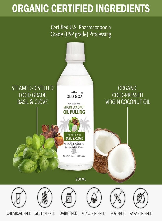 OLDGOA Coconut Oil Pulling | Cold Pressed Virgin Coconut Oil | Ayurvedic Mouthwash | For Healthy Teeth & Gums, Bad Breath, Teeth Whitening, Fresh Breath| Oral & Dental Care| Basil & Clove - 200ML (200 ML, BASIL & CLOVE) - Image 2