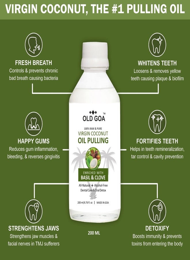 OLDGOA Coconut Oil Pulling | Cold Pressed Virgin Coconut Oil | Ayurvedic Mouthwash | For Healthy Teeth & Gums, Bad Breath, Teeth Whitening, Fresh Breath| Oral & Dental Care| Basil & Clove - 200ML (200 ML, BASIL & CLOVE) - Image 1