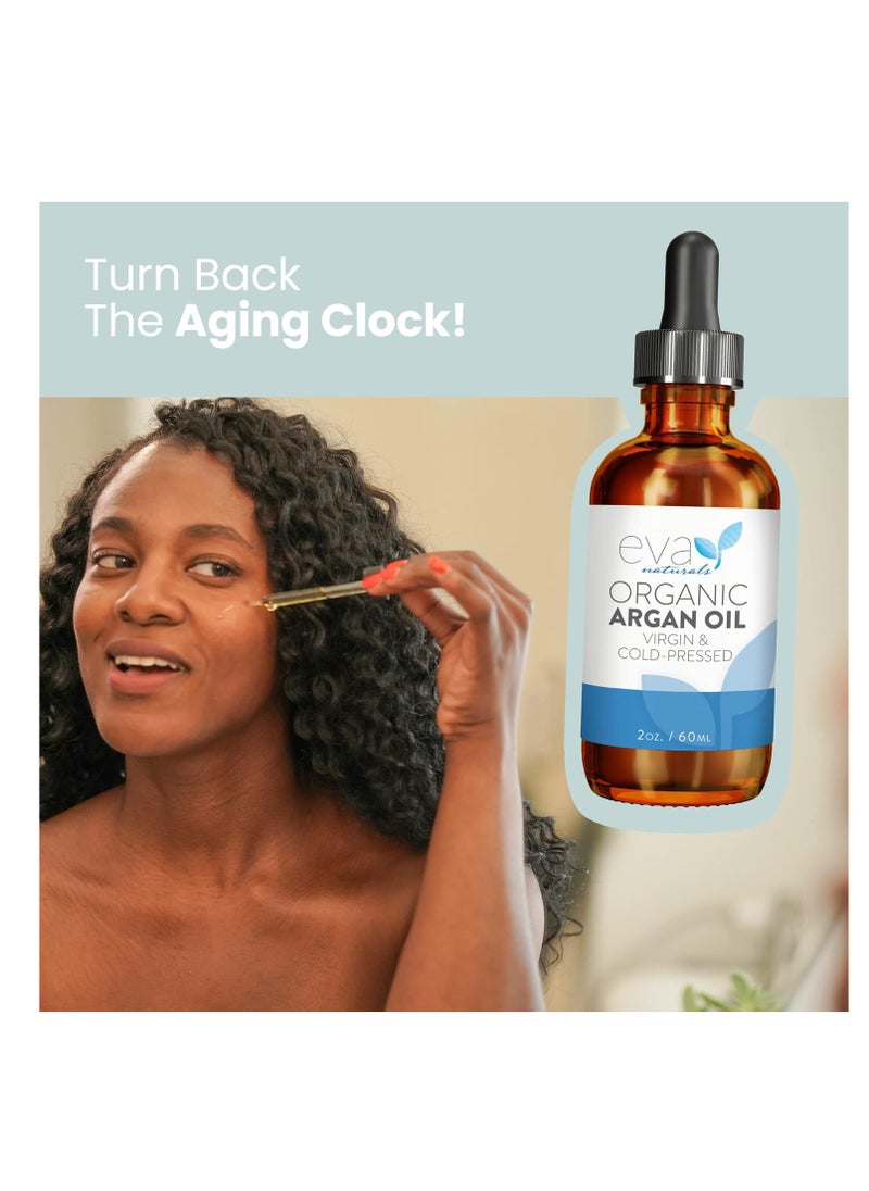Eva Naturals Eva Naturals Morrocan Argan Oil for Hair and Skin - 100% Pure, Argan Oil for Skin, Nails, Face, & Hair - All Natural, Hair Oil for Dry Damaged Hair and Growth - Argan Oil for Face (2 oz)  - Image 4