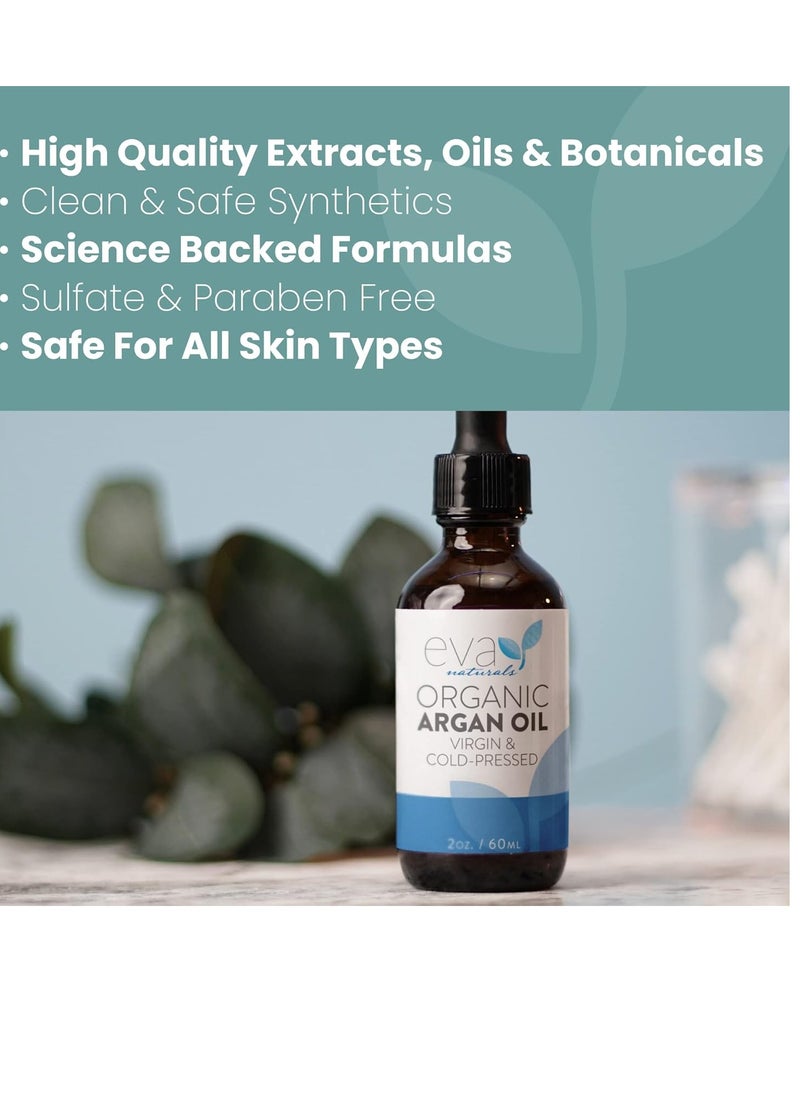 Eva Naturals Eva Naturals Morrocan Argan Oil for Hair and Skin - 100% Pure, Argan Oil for Skin, Nails, Face, & Hair - All Natural, Hair Oil for Dry Damaged Hair and Growth - Argan Oil for Face (2 oz)  - Image 5
