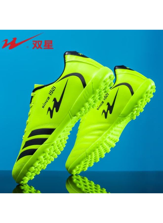 Shuangxing Men's Football Shoes Tf Turf Studs Adult Youth Non-slip Wear-resistant Training Match Shoes Fluorescent Green Size 39
