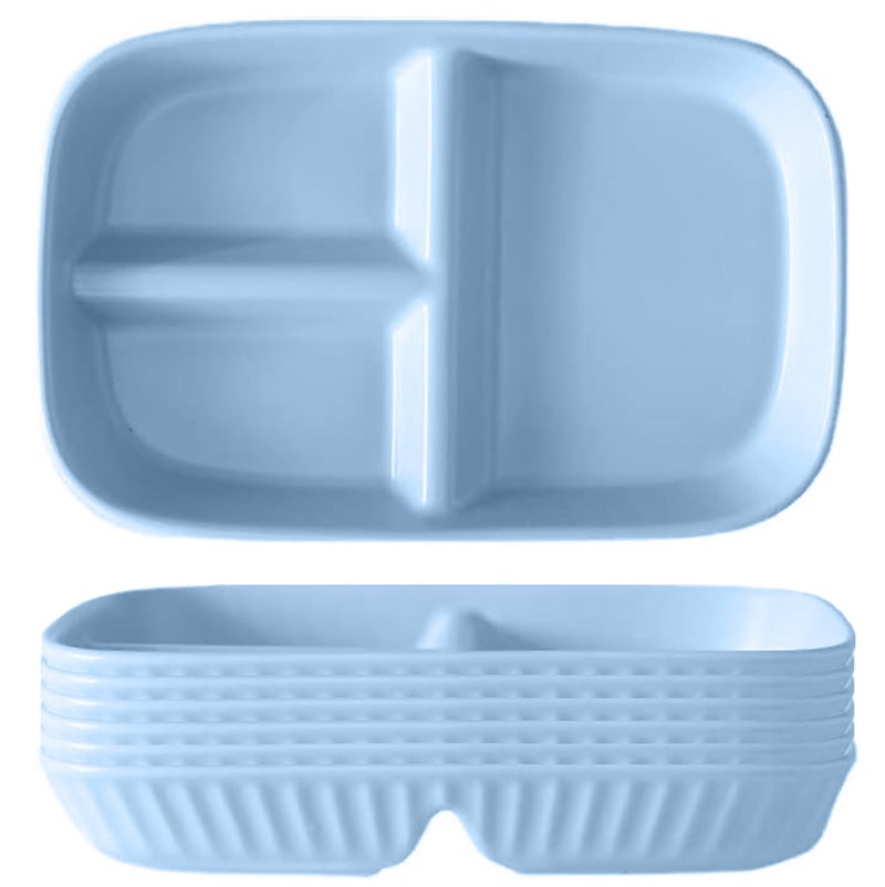 Oicia Snack Serving Tray Unbreakable Chip and Dip Divided Serving Plates Compartments Multifunctional Food Platter for Snack Nuts Candy Dried Fruit Veggies Nordic Blue Pack of 6 - Image 1