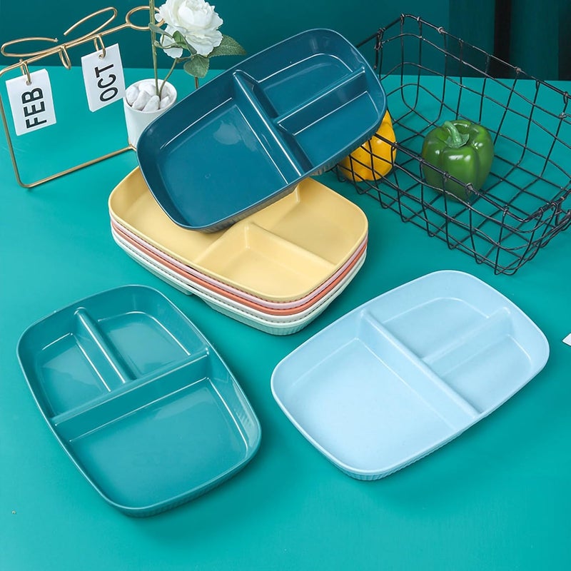 Oicia Snack Serving Tray Unbreakable Chip and Dip Divided Serving Plates Compartments Multifunctional Food Platter for Snack Nuts Candy Dried Fruit Veggies Nordic Blue Pack of 6 - Image 3