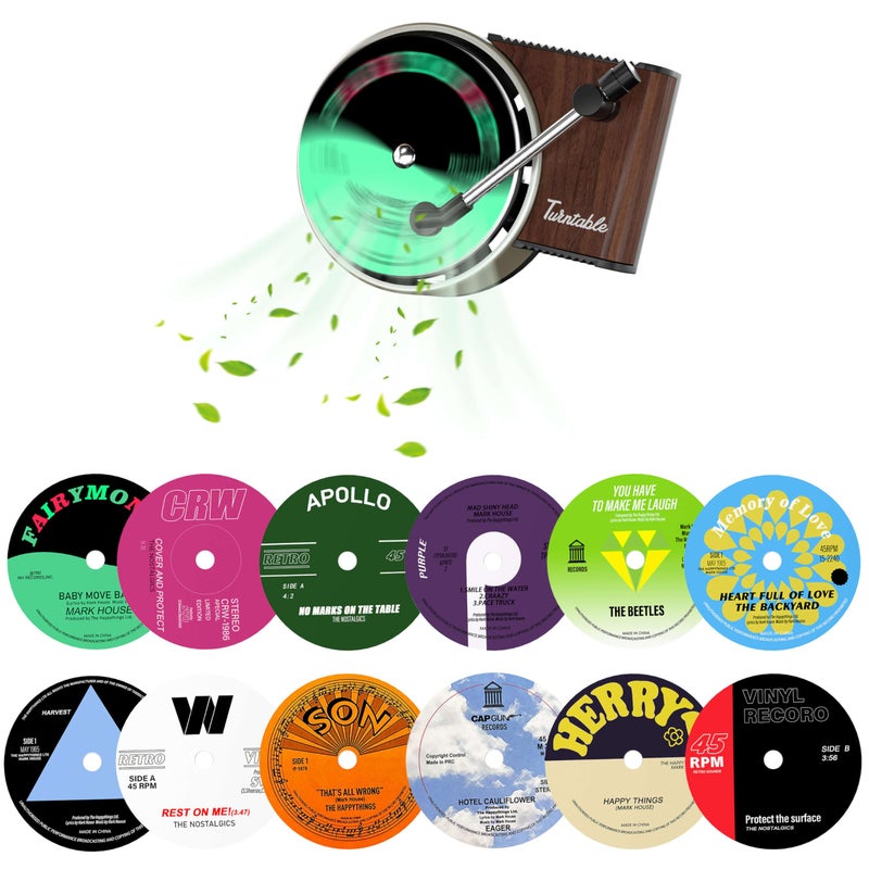 Maicican 12PCS Customizable Car Air Freshener Vent Clip, Pop Singer Album Cover Record Player Shape, Music Lover Gifts. (Retro) - Image 1