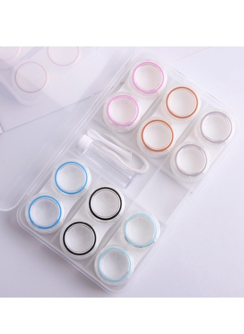 مجموعة من 6 حافظات عدسات لاصقة، صندوق تخزين حامل حاوية، أطقم سفر للعدسات اللاصقة - Image 4