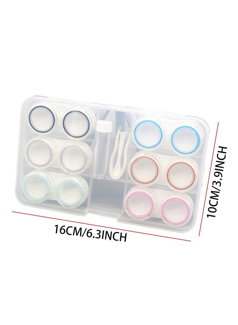 مجموعة من 6 حافظات عدسات لاصقة، صندوق تخزين حامل حاوية، أطقم سفر للعدسات اللاصقة - Image 5