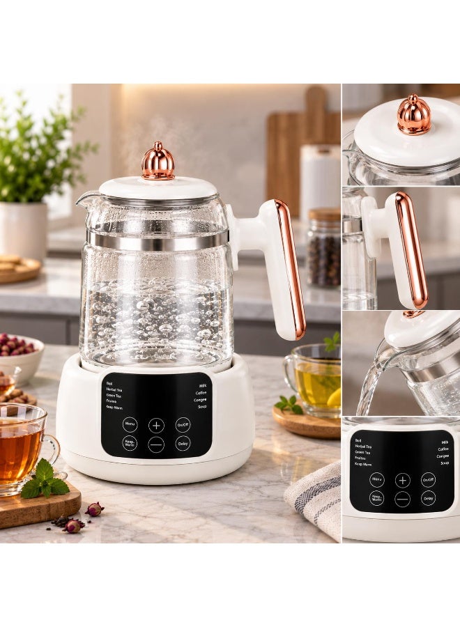 1.5 L Digital Electric Kettle with Touchscreen Temperature Control and Timer, 800 W Power, Thick Heat-Resistant Glass and 304 Stainless Steel Base, Smart and Fast Boiling Kettle for Kitchen and Home - Image 4