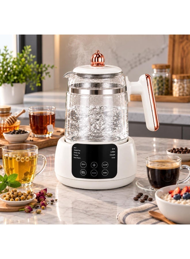 1.5 L Digital Electric Kettle with Touchscreen Temperature Control and Timer, 800 W Power, Thick Heat-Resistant Glass and 304 Stainless Steel Base, Smart and Fast Boiling Kettle for Kitchen and Home - Image 1