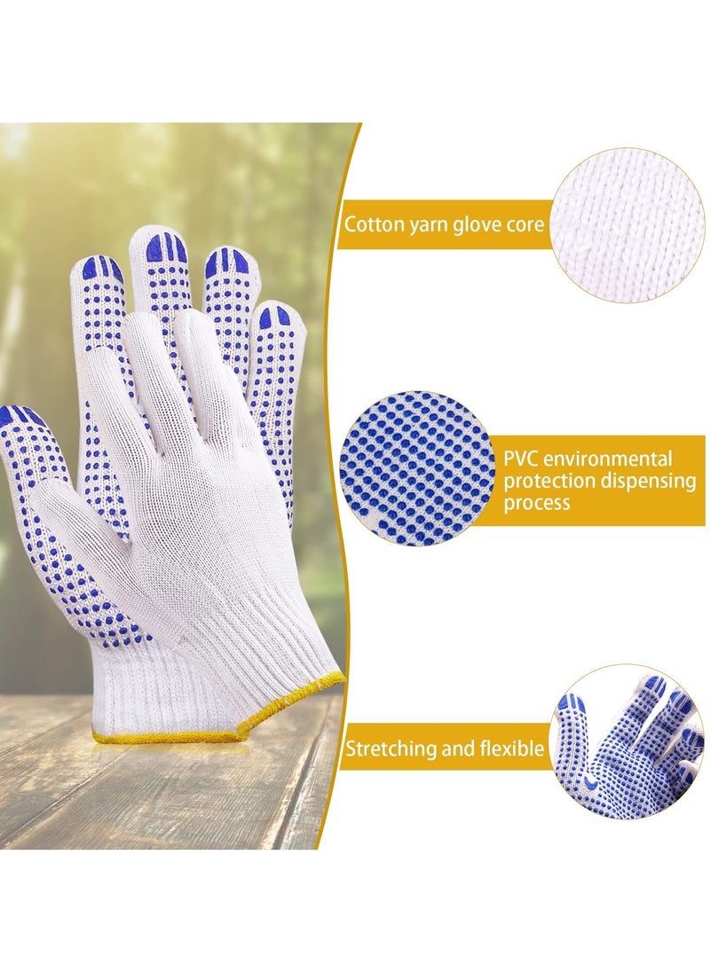 KASTWAVE 12 Pairs Working Gloves For Men Women Winter Dots Flip Resistant Grip Repairing Builder Construction Gardening Housework Skincare Stretchy Durable Gloves Warehouse Worker  - Image 2