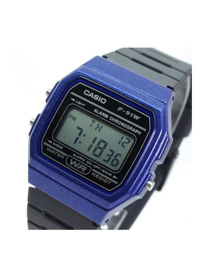 CASIO Men Resin Digital Watch F-91WM-2ADF - 35 mm - Black/Blue - Image 4